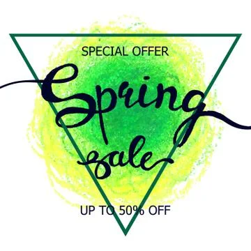 Colorful crayon scribble poster Spring sale Illustrazione stock