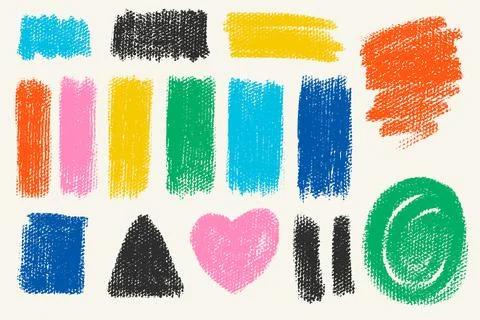 Colorful Crayon Scribble Stain Set Stock Illustration