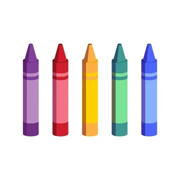 Colorful crayons set. Group of crayons isolated on white Background. Stock Illustration