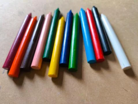 Colorful crayons on the table Stock Photos