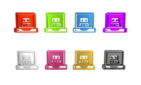 Colorful Creating robot icon isolated on white background. Artificial intel.. Stock Illustration
