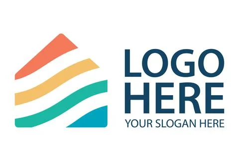 Colorful Creative Abstract Simple Shape Home Logo Design Stock Illustration