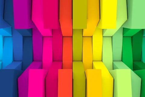 Colorful cross boxes abstract background 3D render illustration Stock Illustration