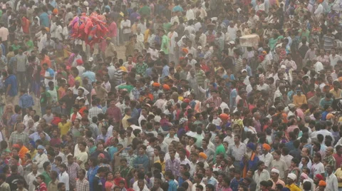 Colorful crowds in India Stock Footage