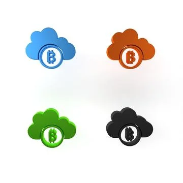 Colorful Cryptocurrency cloud mining icon isolated on white background. Blo.. Illustrazione stock