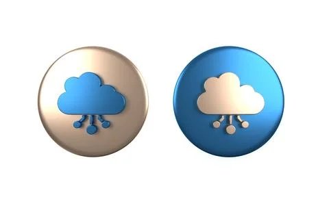 Colorful Cryptocurrency cloud mining icon isolated on white background. Blo.. 库存插图