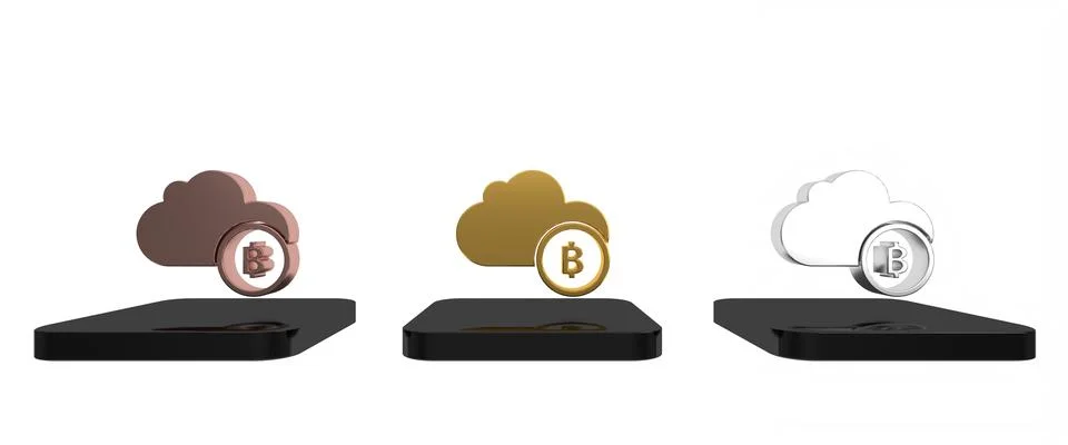 Colorful Cryptocurrency cloud mining icon isolated on white background. Blo.. Stockillustratie