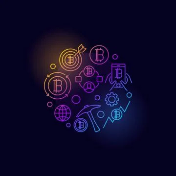 Colorful cryptocurrency vector circular symbol Stock Illustration