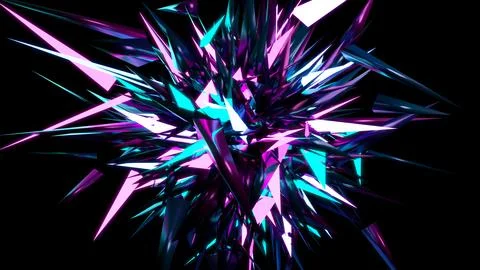 Colorful crystal fragments exploded and scattered on black background 스톡 일러스트