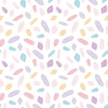 Colorful crystal repeat pattern design, gem stones repeat vector Stock Illustration