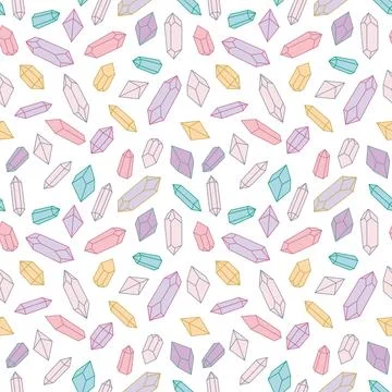 Colorful crystal repeat pattern design, gem stones repeat Stock Illustration