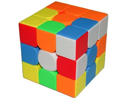 Colorful cube that can be handled on several sides Stockfoto's