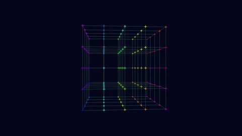 Colorful cube lines and dots Stock Footage 303192164