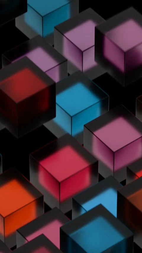 A colorful cube pattern with a black background Stock Footage 309948459