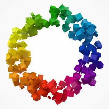 Colorful cubes. 3d pixel style vector illustration. Stock Illustration