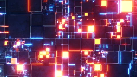 Colorful cubes and squares background. Infinitely looped animation Stock Footage 219199536