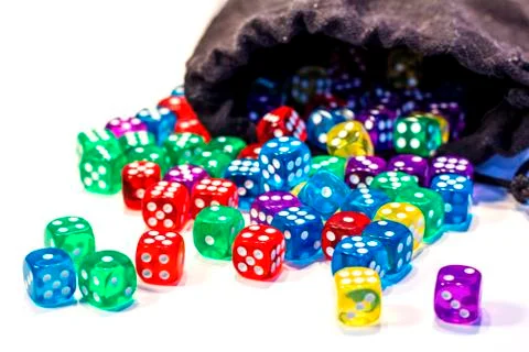 Colorful cubes bones on white background. Concept of family game. Colored dice Stock Photos