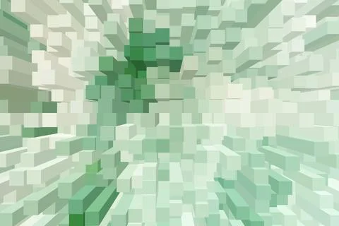 Colorful cubes create a pattern in shades of green and white in this abstra.. Stock Illustration