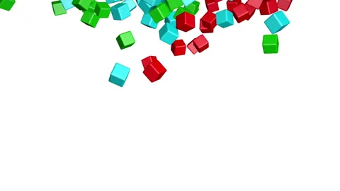 Colorful cubes fall to the floor. 3d animation 스톡 동영상 132587680