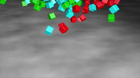 Colorful cubes fall to the floor. 3d animation Stock-Footage 132587691