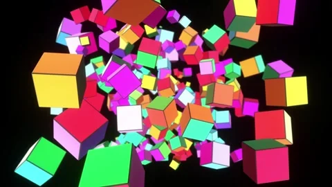 Colorful cubes fly and spin. Seamless loop Stock Footage 277184108