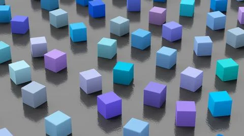 Colorful cubes. Gray background. Abstract illustration, 3d render. Stock Illustration