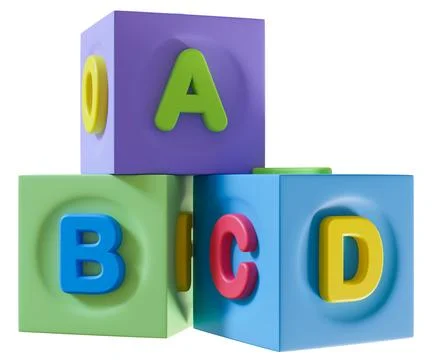 Colorful cubes with letters, designed for early childhood education, fosterin Stock Illustration