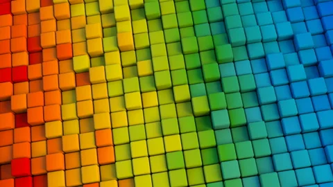 Colorful cubes seamless loop 3D render animation Stock Footage 128300736