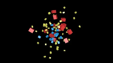 Colorful cubes spinning, floating ,flying. 3d animation, Static camera Stock Footage 103553366