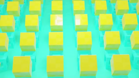 Colorful cubic objects in intense neon colors, abstract geometric composition Stock Footage 339293205