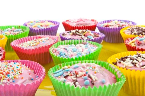 Colorful cup cakes Stock Photos