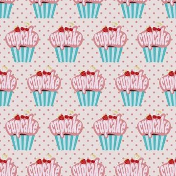Colorful Cupcake pattern Stock Illustration