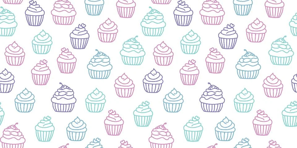 Colorful cupcakes seamless repeat pattern background vector Illustrazione stock