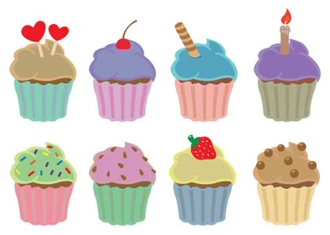 Colorful Cupcakes Vector Design Elements Stock Illustration