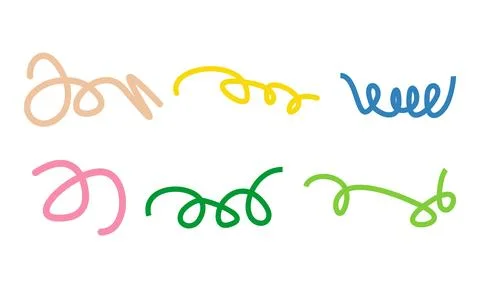 Colorful Curly Line Scribble Decorative Swirl Set for Creative Design and G.. Illustrazione stock