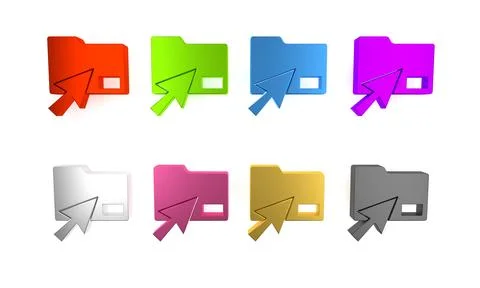 Colorful Cursor click document folder icon isolated on white background. Ac.. Stock-Illustration