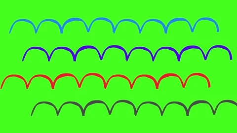Colorful curve animation with simplifiedillo graphics on green screen Stock Footage 338066741