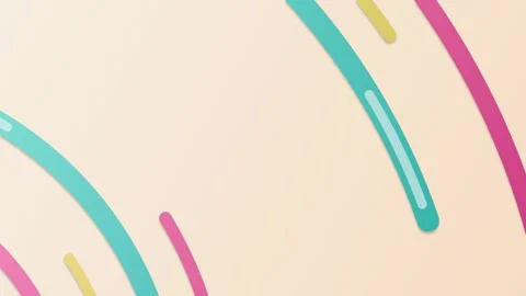 Colorful curved lines on beige background. 2d animation Stock Footage 341817691
