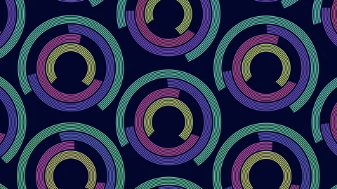 Colorful curved lines in circular pattern purple, blue, and green Vídeo Stock 303528161
