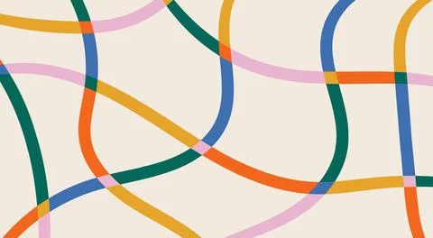 Colorful curved lines doodle pattern background. Wavy stripes vector design 스톡 일러스트