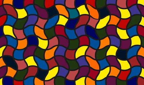 Colorful Curved Tessellation Pattern  Abstract Wave Mosaic Art Illustration