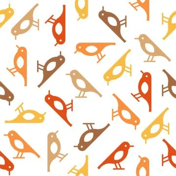 Colorful cute bird seamless pattern, fall theme Illustrazione stock