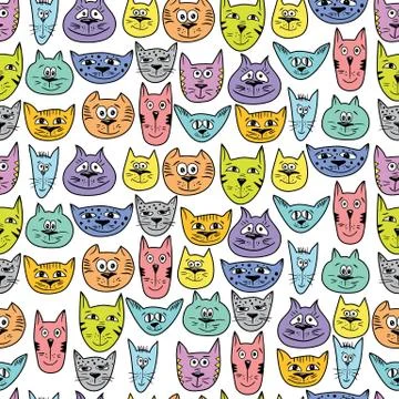 Colorful cute cat pattern Stock Illustration
