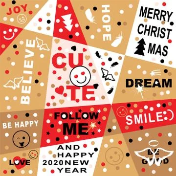 Colorful cute christmas elements pattern Stock Illustration