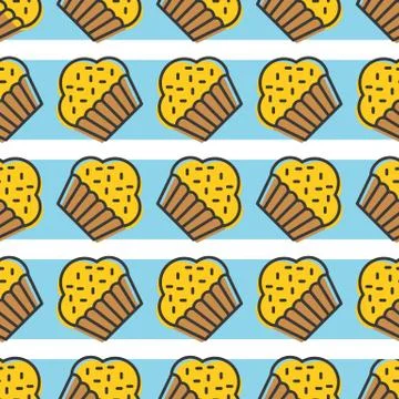 Colorful cute Cupcake seamless pattern for wrapping paper gift Stock Illustration