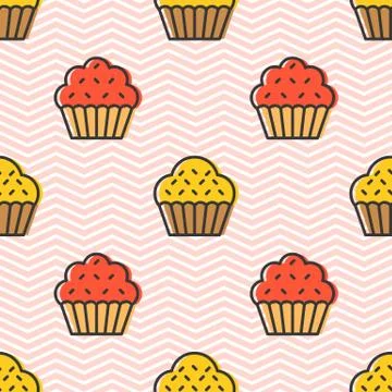 Colorful cute Cupcake seamless pattern for wrapping paper gift Stock Illustration
