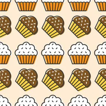 Colorful cute Cupcake seamless pattern for wrapping paper gift Illustrazione stock
