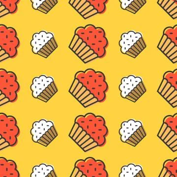 Colorful cute Cupcake seamless pattern for wrapping paper gift Illustrazione stock