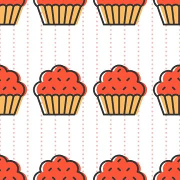 Colorful cute Cupcake seamless pattern for wrapping paper gift Illustrazione stock