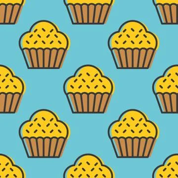 Colorful cute Cupcake seamless pattern for wrapping paper gift Illustrazione stock